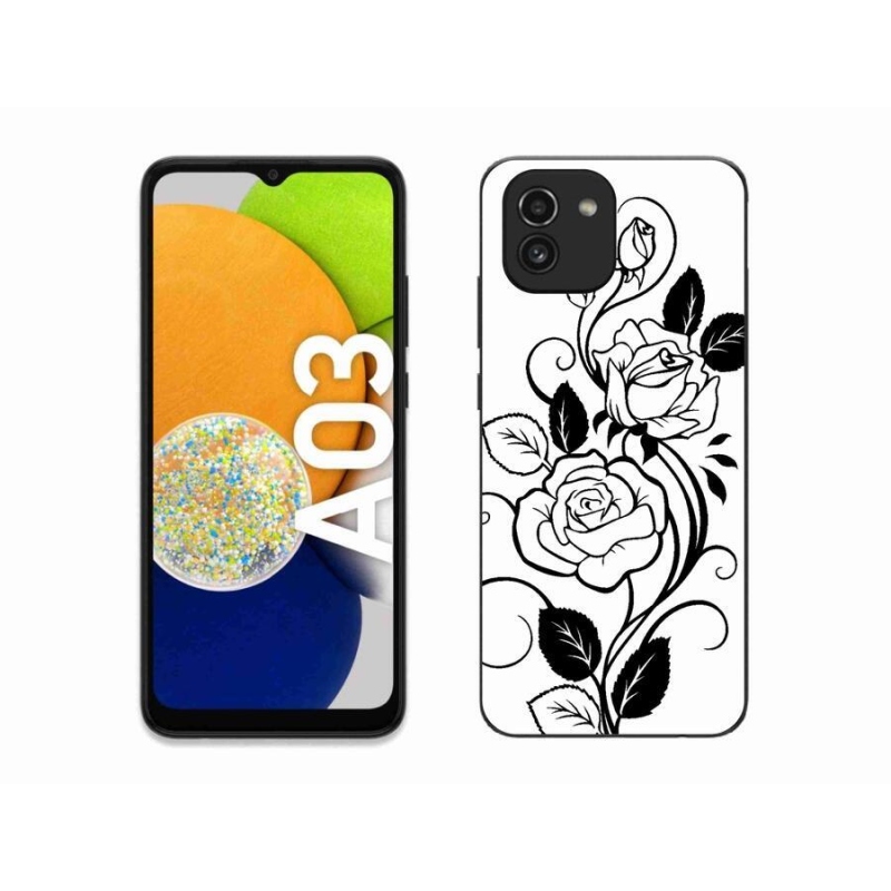 Zselés borítás mmCase Samsung Galaxy A03 - fekete és fehér rózsa
