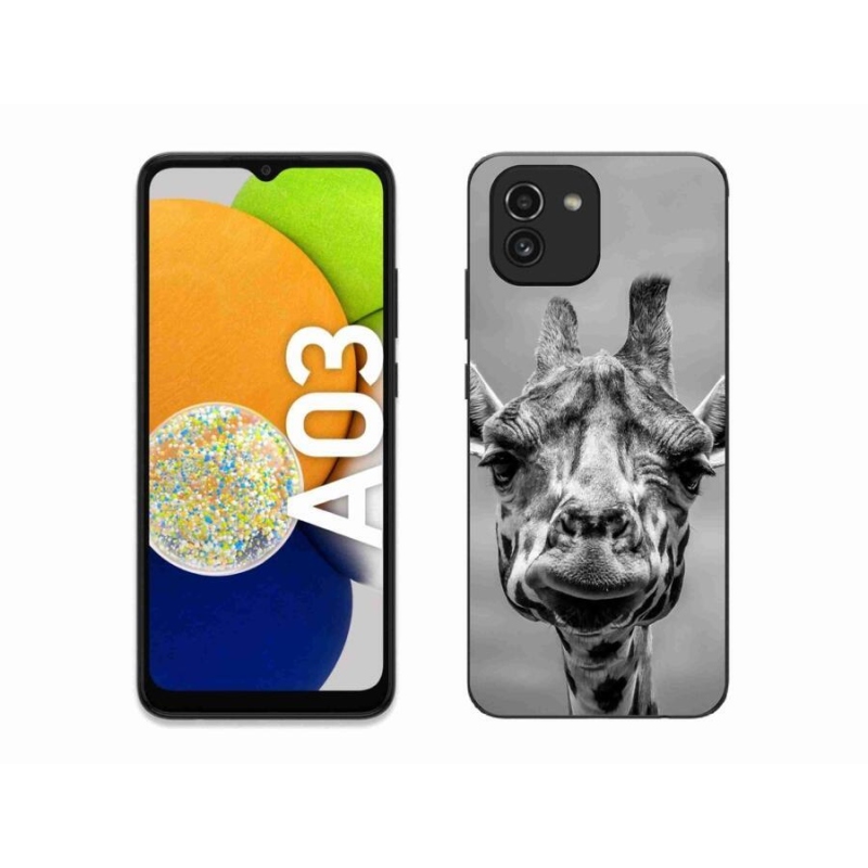 Zselés borítás mmCase Samsung Galaxy A03 - fekete-fehér zsiráfhoz