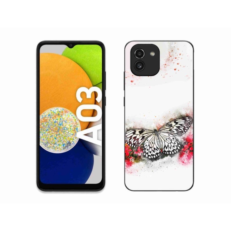 Zselés borítás mmCase Samsung Galaxy A03 - fekete-fehér pillangóhoz