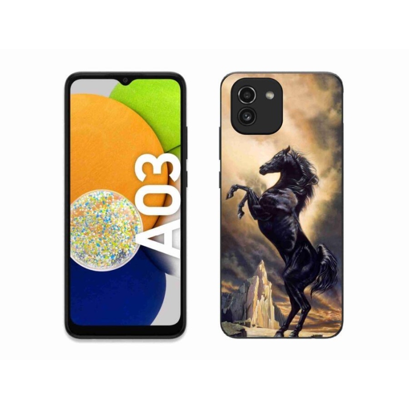 Zselés borítás mmCase Samsung Galaxy A03 - fekete rajzfilm lóhoz