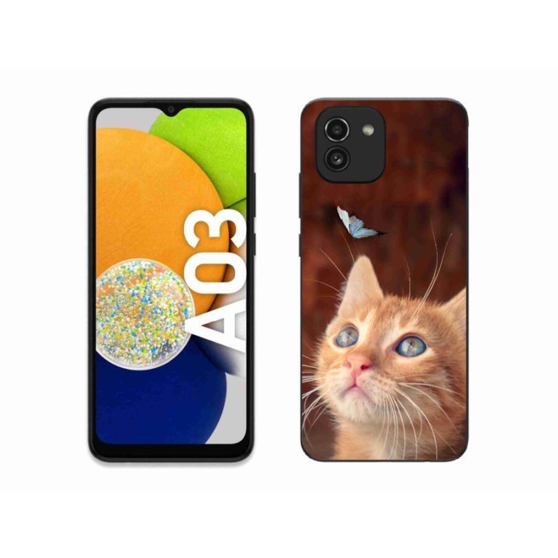 Gél borítás mmCase mobiltelefonhoz Samsung Galaxy A03 - pillangó és cica