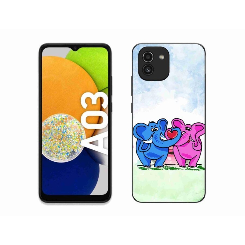 Gél borítás mmCase mobiltelefonhoz Samsung Galaxy A03 - szerelmes elefántok