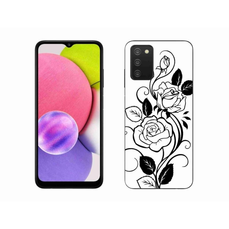 Zselés borítás mmCase Samsung Galaxy A03s (166,6 x 75,9 x 9,1) - fekete-fehér rózsa