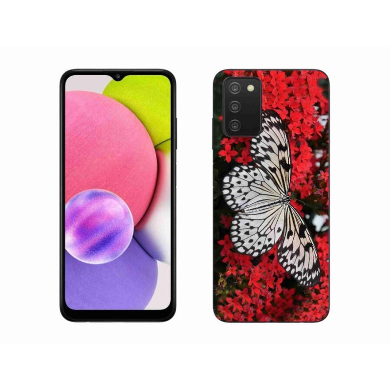 Zselés borítás mmCase Samsung Galaxy A03s (166,6 x 75,9 x 9,1) - fekete-fehér pillangó 1