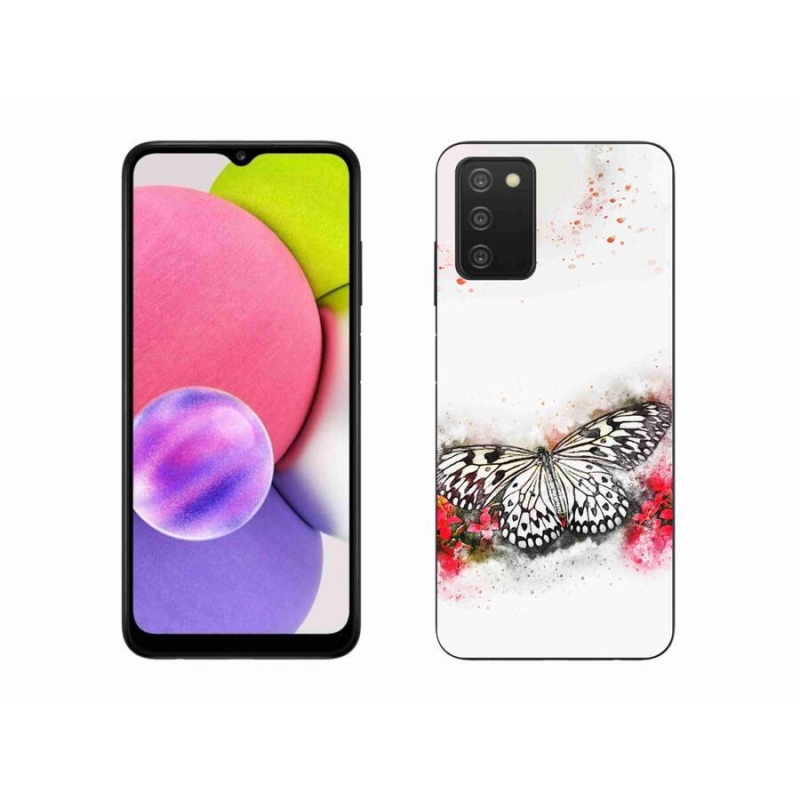 Zselés borítás mmCase Samsung Galaxy A03s (166,6 x 75,9 x 9,1) - fekete-fehér pillangó