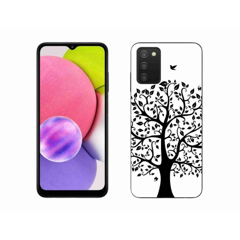 Zselés borítás mmCase Samsung Galaxy A03s (166.6 x 75.9 x 9.1) - fekete-fehér fa