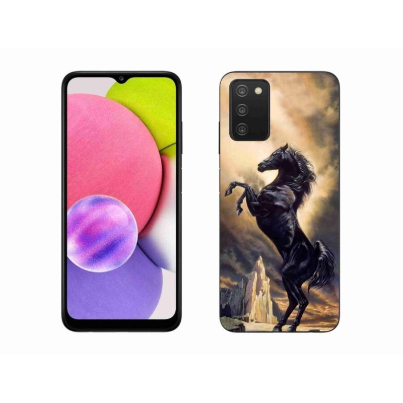 Gél borítás mmCase Samsung Galaxy A03s (166.6 x 75.9 x 9.1) - fekete rajzfilm ló