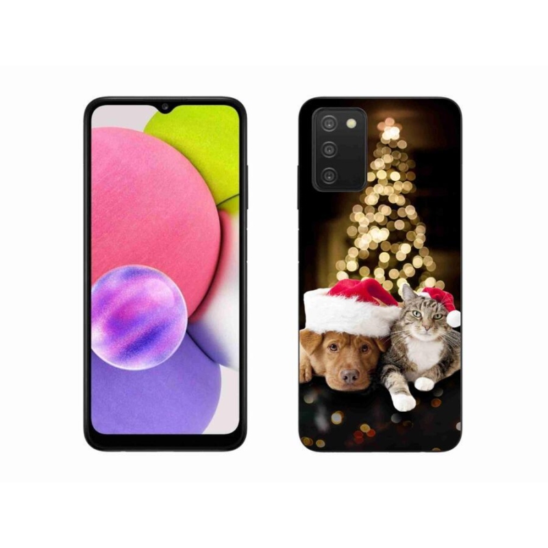 Gél borító mmCase Samsung Galaxy A03s (166.6 x 75.9 x 9.1) - Karácsonyi kutya és macska