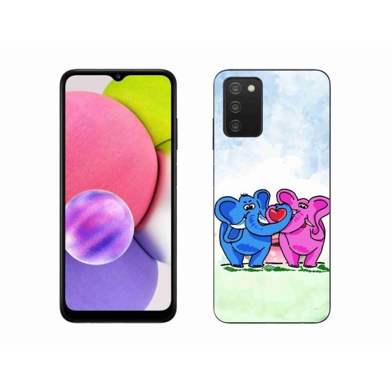 Gél borító mmCase mobiltelefonhoz Samsung Galaxy A03s (166.6 x 75.9 x 9.1) - szerelmes elefántok