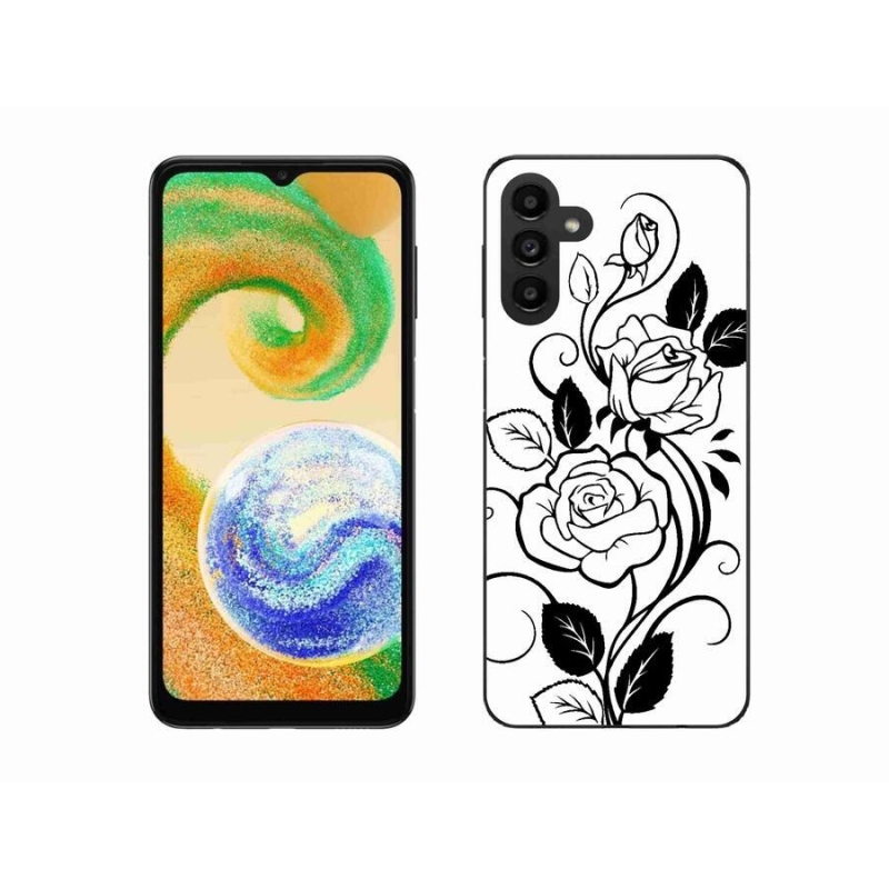 Zselés borítás mmCase mobiltelefonhoz Samsung Galaxy A04s (164.7x76.7x9.1mm) - fekete és fehér rózsa