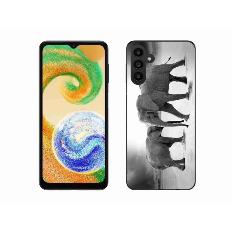 Gél borító mmCase mobiltelefonhoz Samsung Galaxy A04s (164.7x76.7x9.1mm) - fekete és fehér elefántok