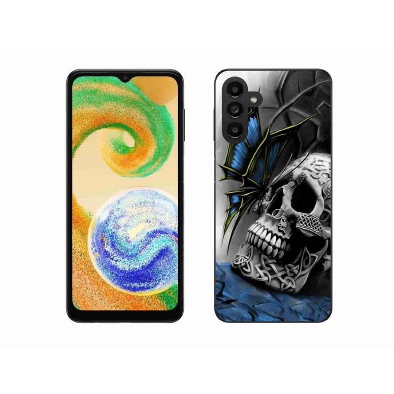 Zselés borítás mmCase mobiltelefonhoz Samsung Galaxy A04s (164.7x76.7x9.1mm) - pillangó és koponya