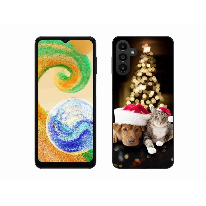 Gél borító mmCase mobiltelefonhoz Samsung Galaxy A04s (164.7x76.7x9.1mm) - Karácsonyi kutya és macska
