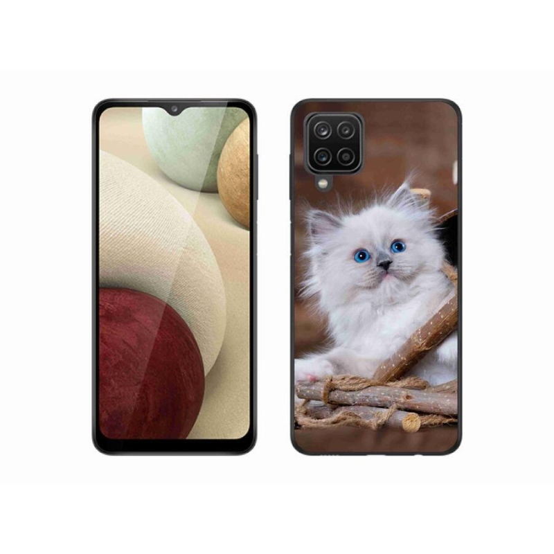 Zselés borítás mmCase Samsung Galaxy A12 készülékhez - fehér cica