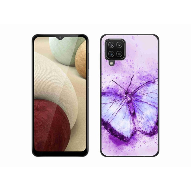 Zselés borítás mmCase Samsung Galaxy A12 készülékhez - lila pillangó