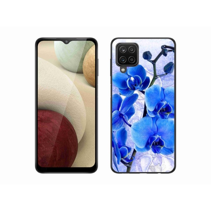 Gél védőhuzat mmCase Samsung Galaxy A12 készülékhez - kék virágok