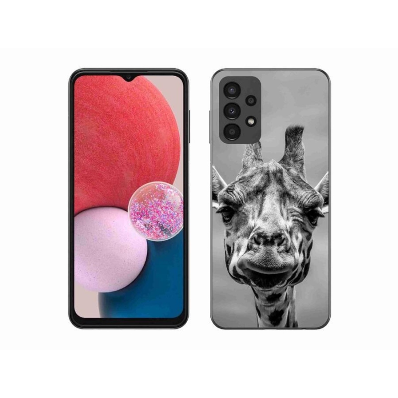 Zselés borítás mmCase Samsung Galaxy A13 4G - fekete-fehér zsiráfhoz