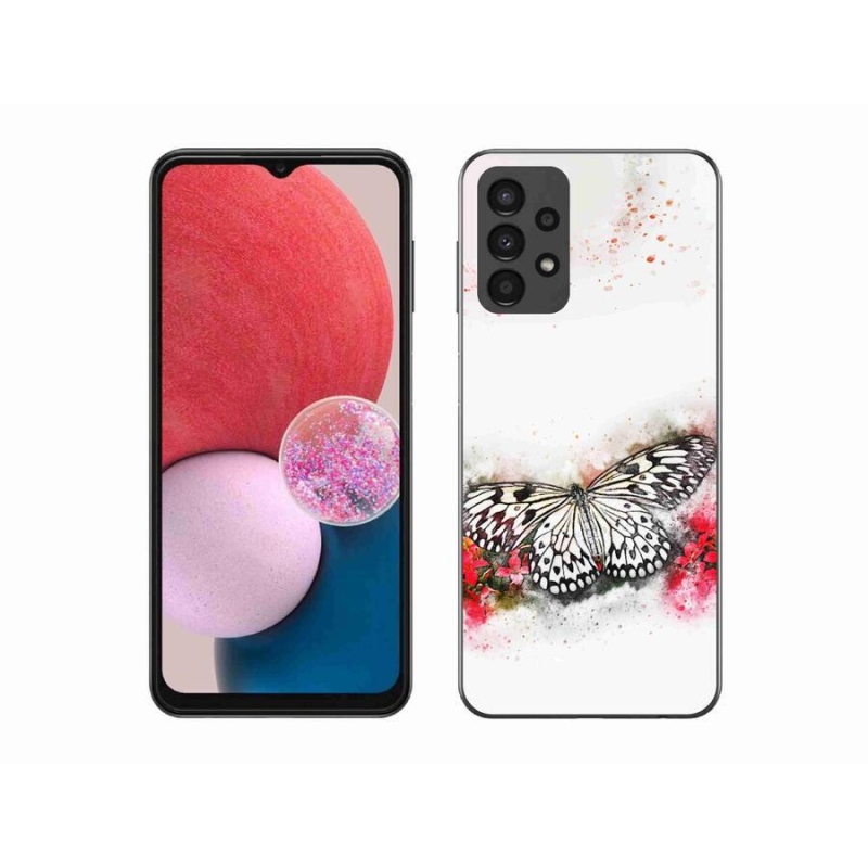 Gél védőhuzat mmCase Samsung Galaxy A13 4G - fekete-fehér pillangóhoz