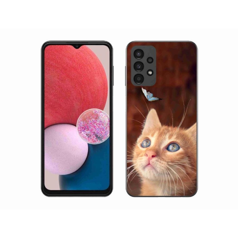 Gél borítás mmCase Samsung Galaxy A13 4G - pillangó és cica - Samsung Galaxy A13 4G számára