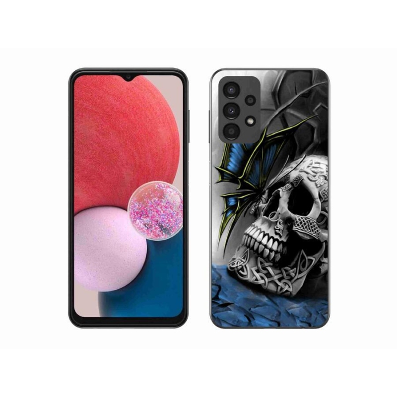 Gél borítás mmCase Samsung Galaxy A13 4G - pillangó és koponya - Samsung Galaxy A13 4G számára