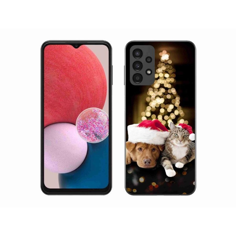 Gél borítás mmCase Samsung Galaxy A13 4G - Karácsonyi kutya és macska