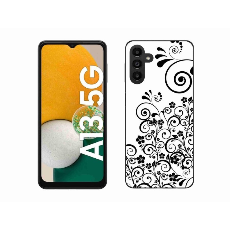 Zselés borítás mmCase Samsung Galaxy A13 5G - fekete-fehér virágmintás borítás