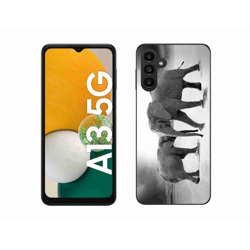 Zselés borítás mmCase Samsung Galaxy A13 5G - fekete és fehér elefántokhoz