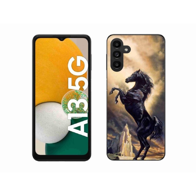 Zselés borítás mmCase Samsung Galaxy A13 5G - fekete rajzfilm lóhoz