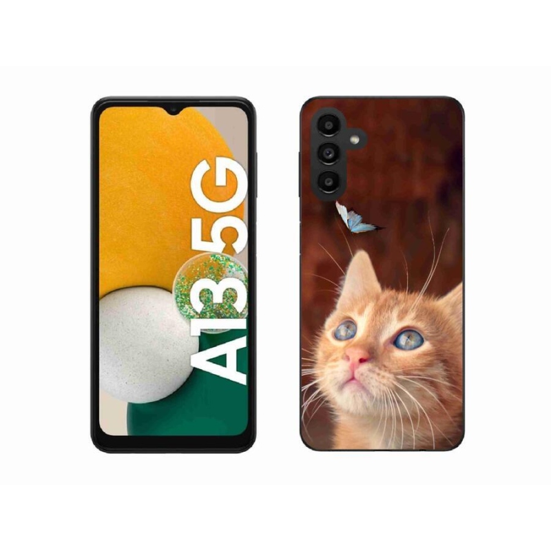 Gél borító mmCase Samsung Galaxy A13 5G - pillangó és cica - Samsung Galaxy A13 5G számára