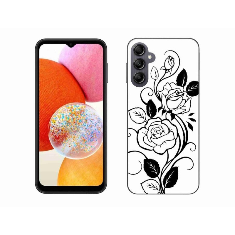 Zselés borítás mmCase Samsung Galaxy A14 4G/5G - fekete és fehér rózsa