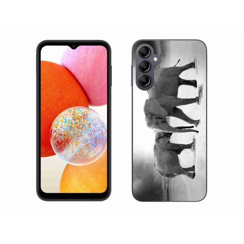 Gél borítás mmCase Samsung Galaxy A14 4G/5G készülékhez - fekete és fehér elefántok