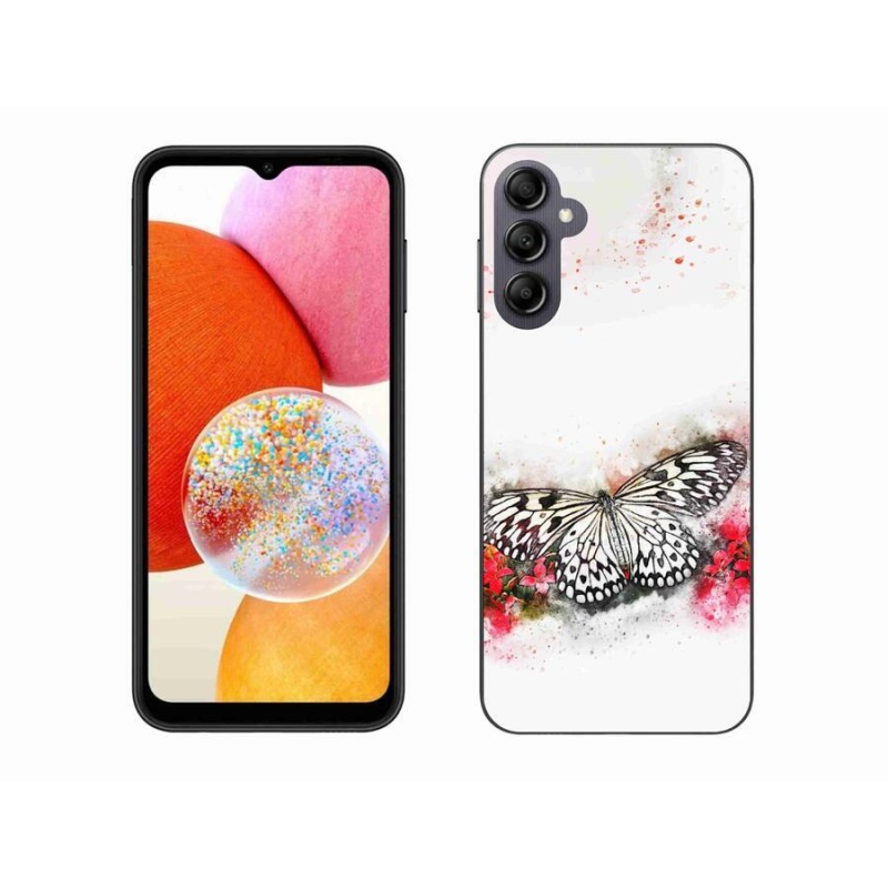 Gél védőhuzat mmCase Samsung Galaxy A14 4G/5G - fekete-fehér pillangó