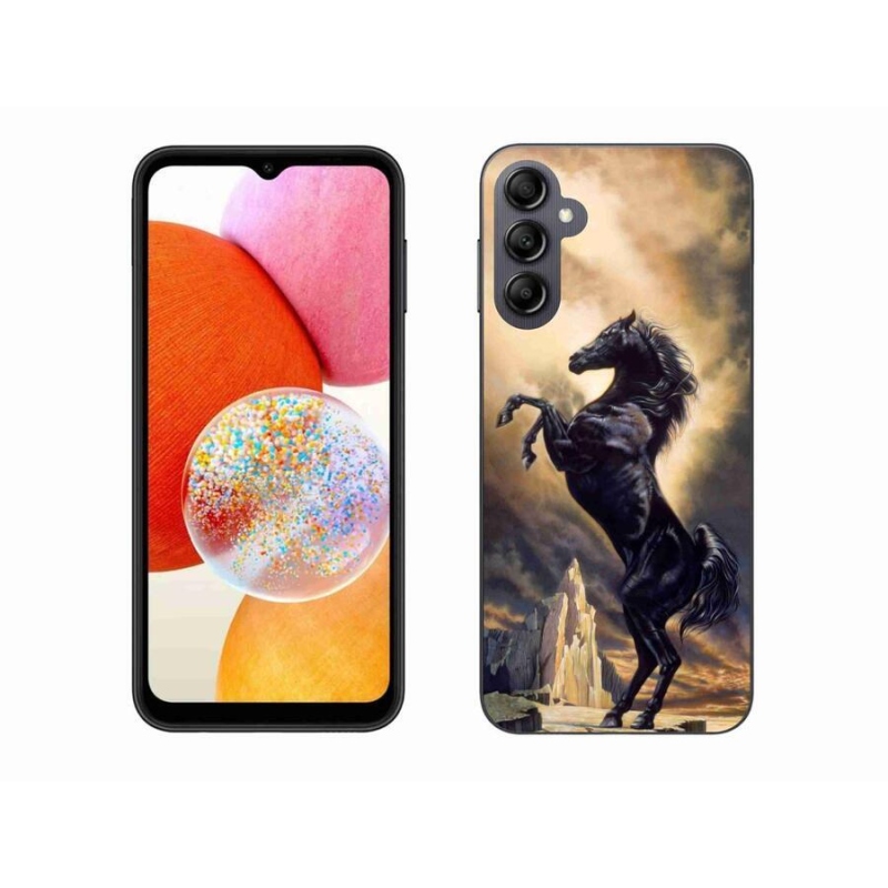 Zselés borítás mmCase Samsung Galaxy A14 4G/5G - fekete rajzfilm lóhoz