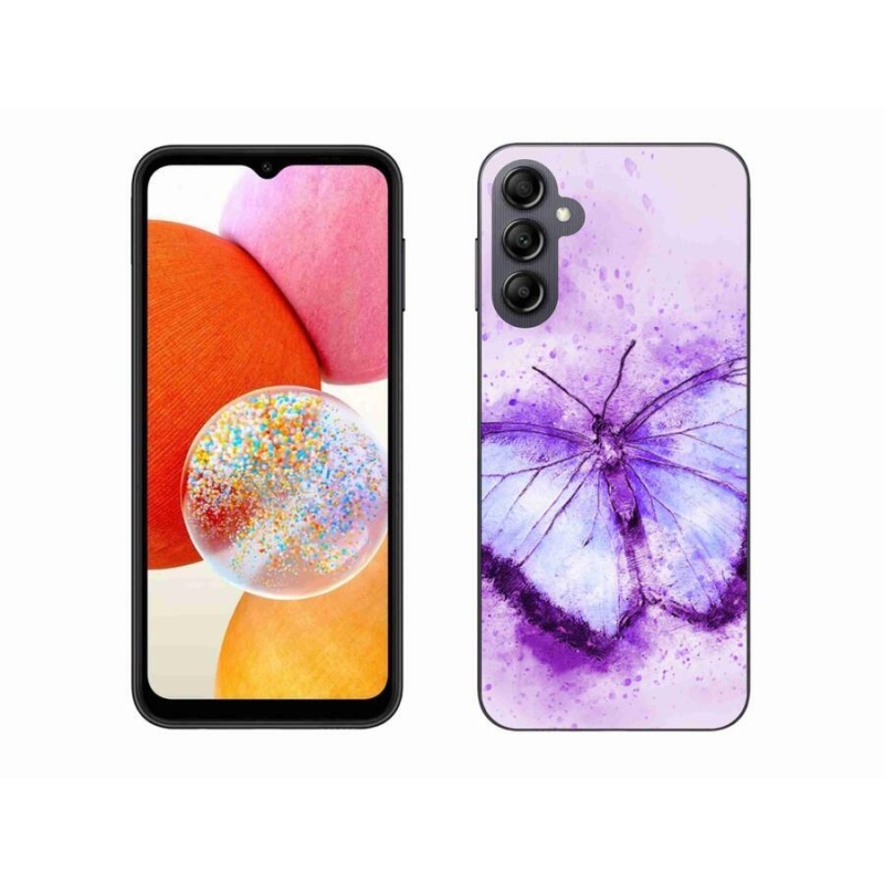 Gél védőhuzat mmCase Samsung Galaxy A14 4G/5G - lila pillangó