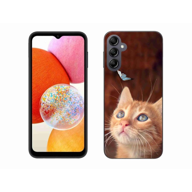 Gél borítás mmCase Samsung Galaxy A14 4G/5G - pillangó és cica - Samsung Galaxy A14 4G/5G számára
