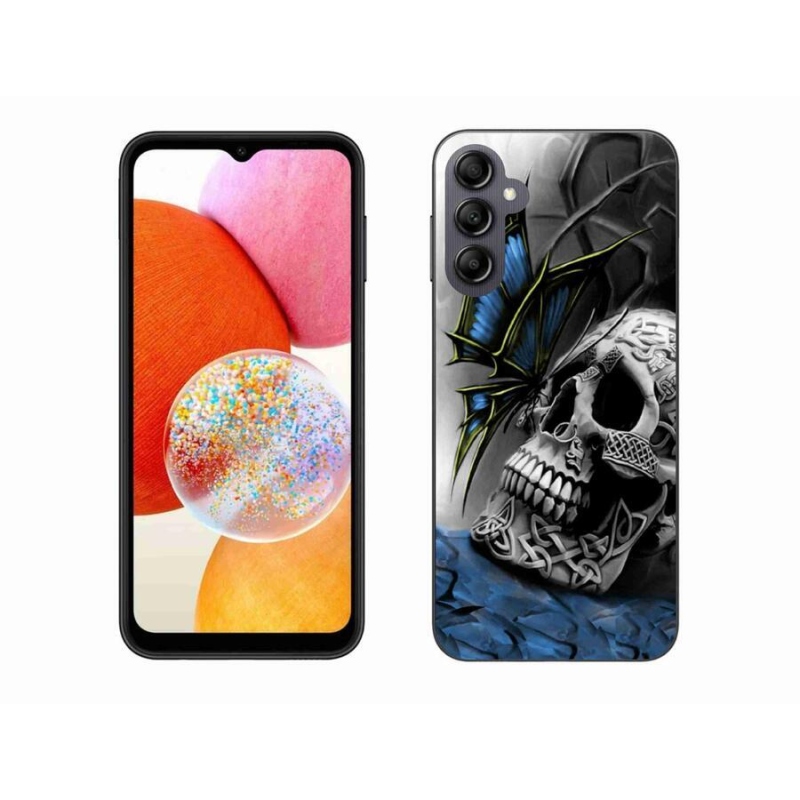 Gél borítás mmCase Samsung Galaxy A14 4G/5G - pillangó és koponya - Samsung Galaxy A14 4G/5G számára