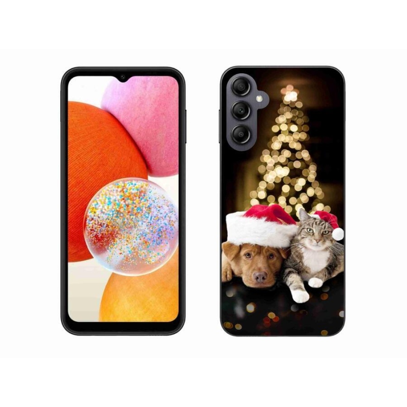 Gél borítás mmCase Samsung Galaxy A14 4G/5G - Karácsonyi kutya és macska