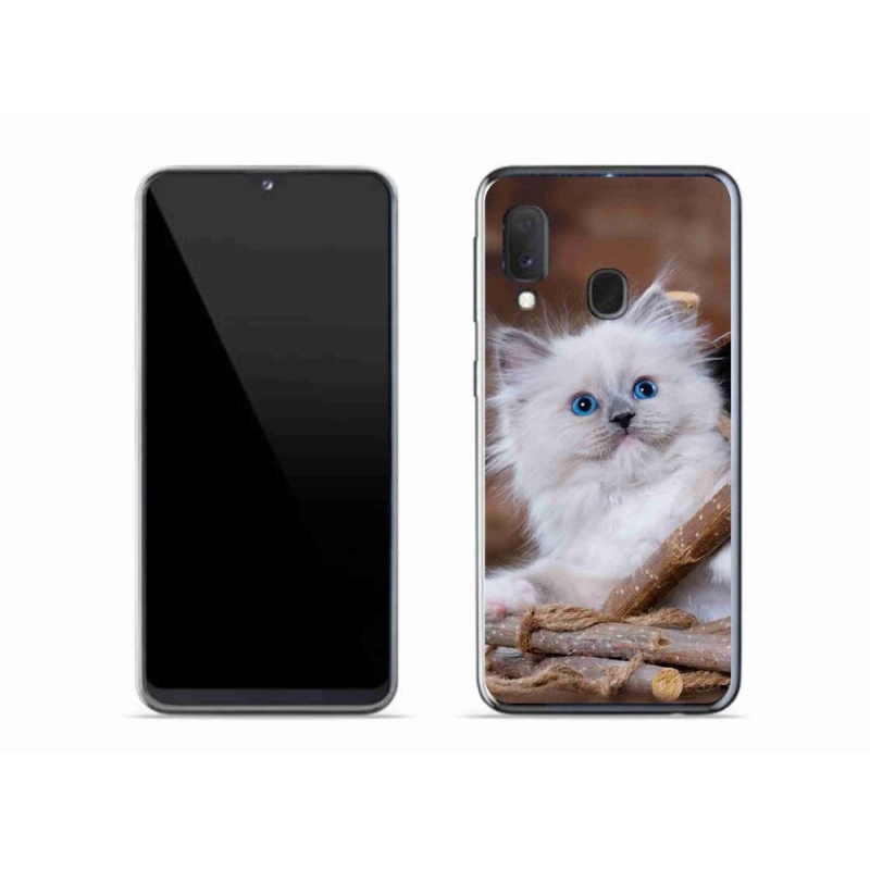 Gél védőhuzat mmCase Samsung Galaxy A20e készülékhez - fehér cica