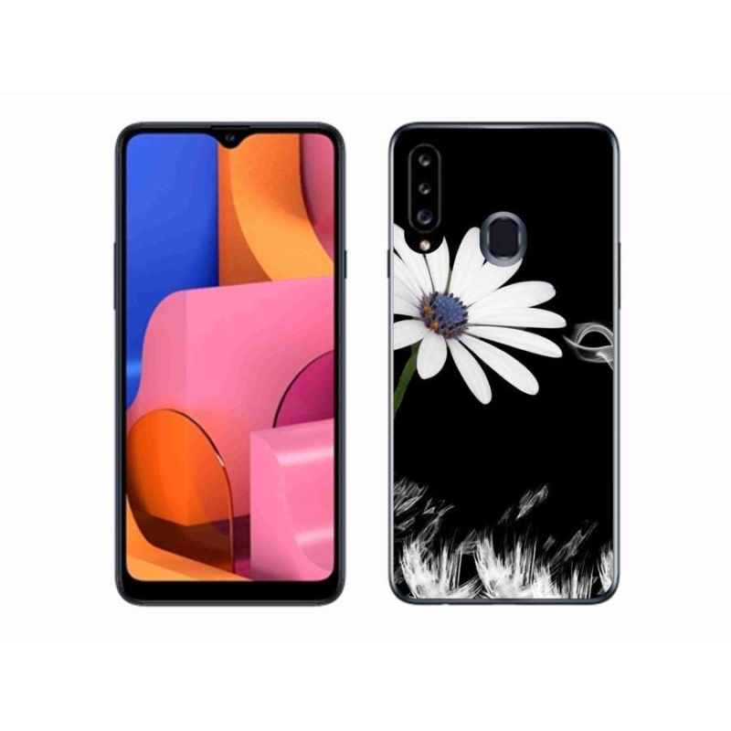 Zselés borítás mmCase Samsung Galaxy A20s készülékhez - fehér virág