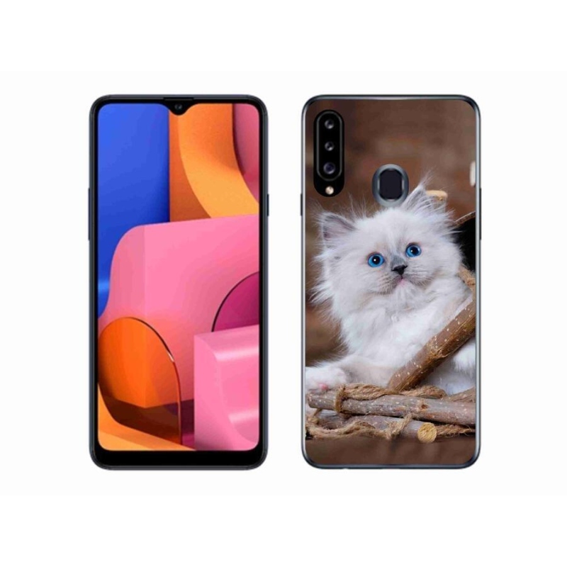 Gél védőhuzat mmCase Samsung Galaxy A20S készülékhez - fehér cica