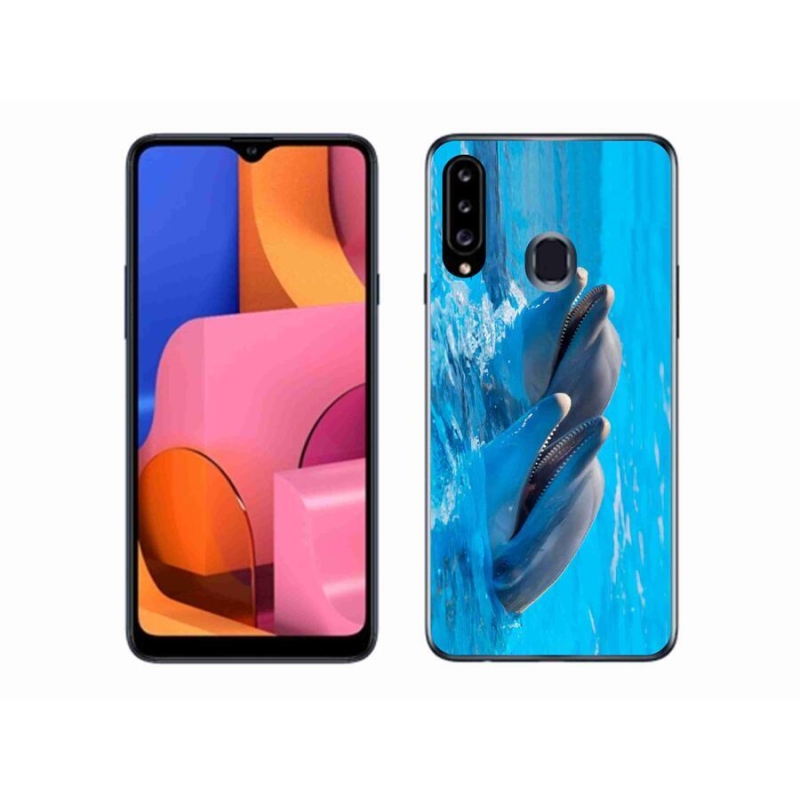 Zselés borítás mmCase Samsung Galaxy A20S készülékhez - delfinek