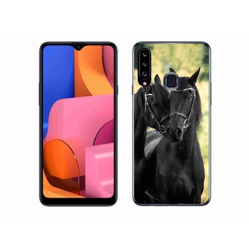 Zselés borítás mmCase Samsung Galaxy A20s készülékhez - két fekete ló