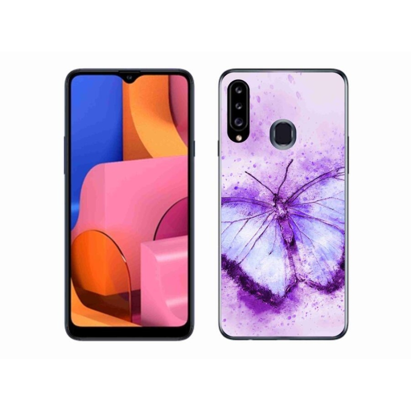 Gél védőhuzat mmCase Samsung Galaxy A20s készülékhez - lila pillangó