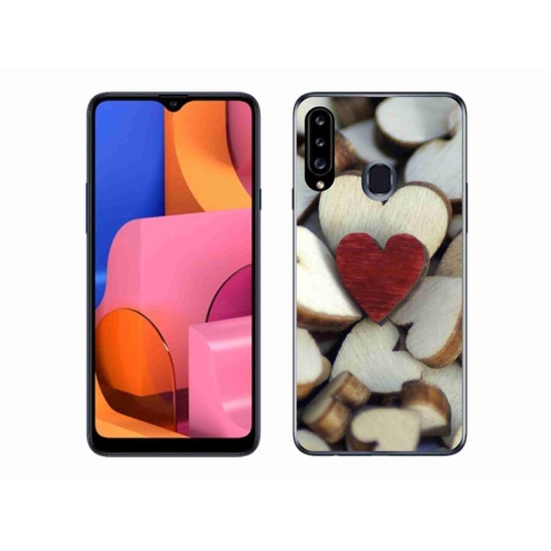 Zselés borítás mmCase Samsung Galaxy A20s készülékhez - gravírozott piros szív