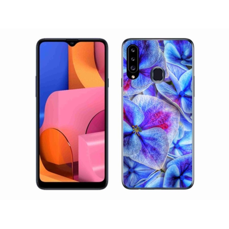 Gél védőhuzat mmCase Samsung Galaxy A20S - kék virágok 1