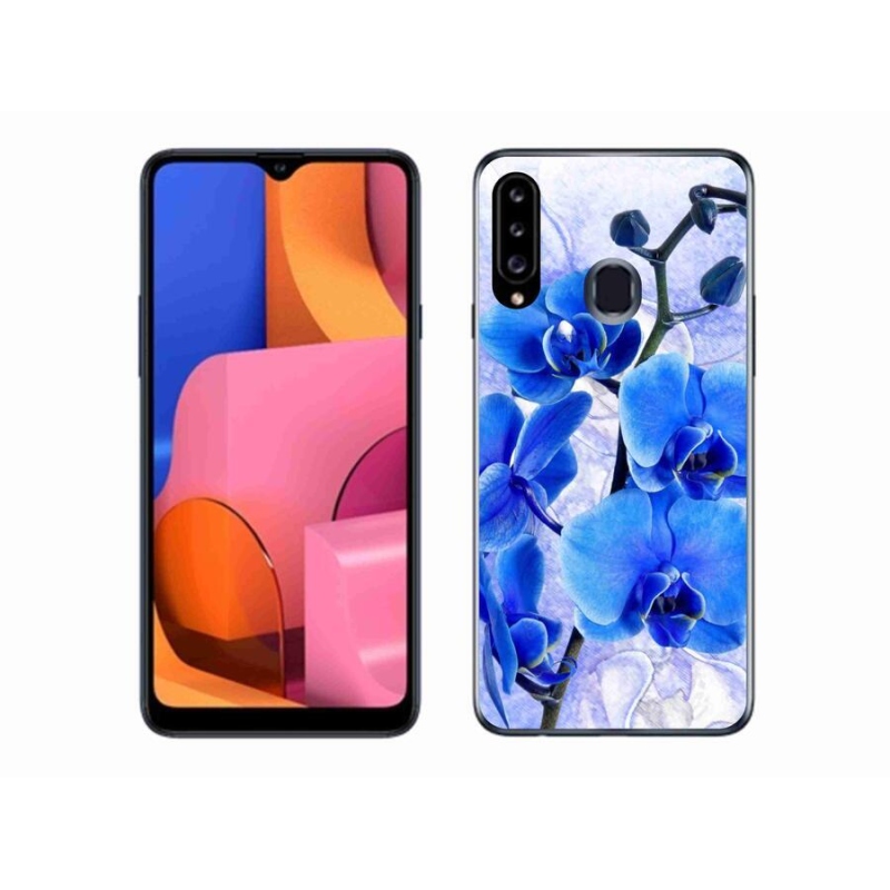 Gél védőhuzat mmCase Samsung Galaxy A20s készülékhez - kék virágok