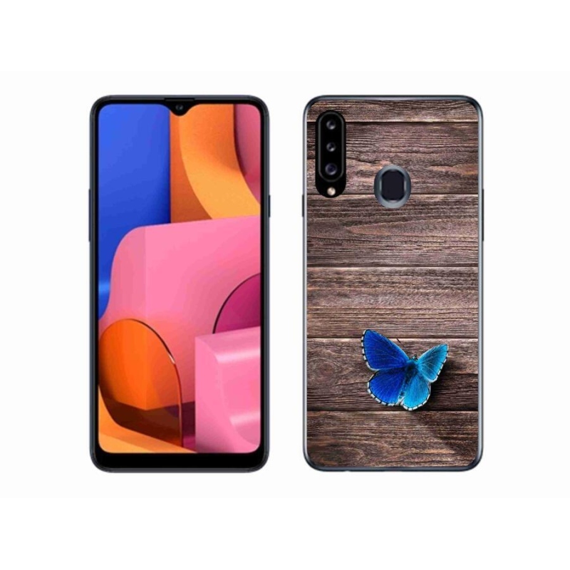Gél védőhuzat mmCase Samsung Galaxy A20S - kék pillangó 1
