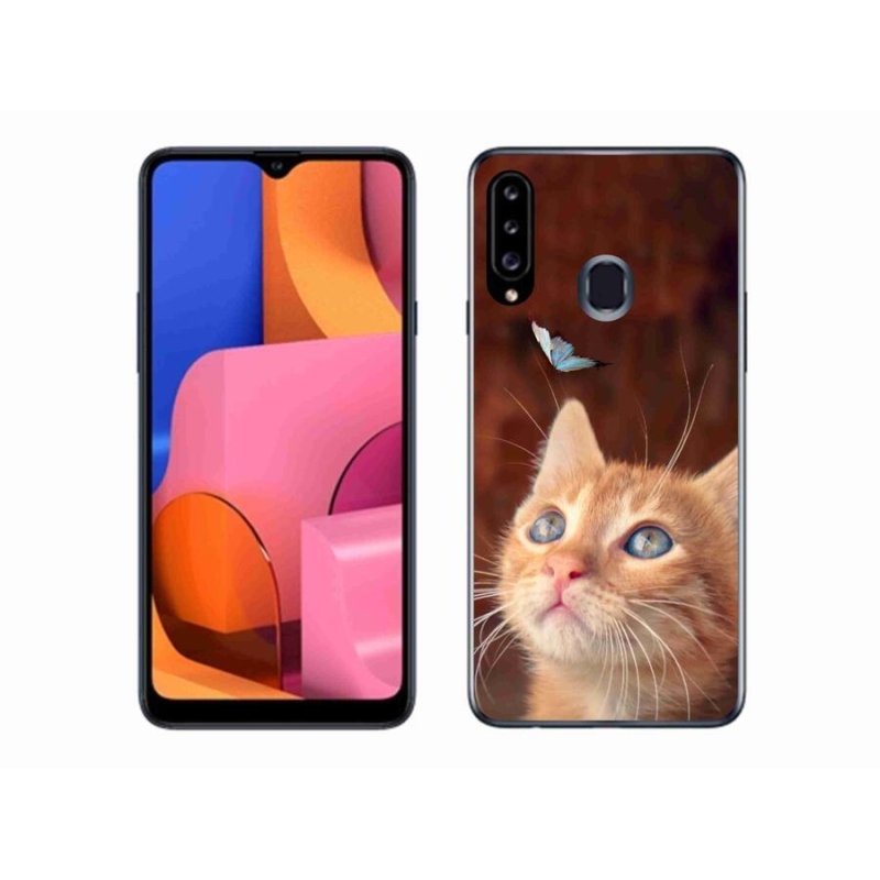 Gél borítás mmCase Samsung Galaxy A20S készülékhez - pillangó és cica