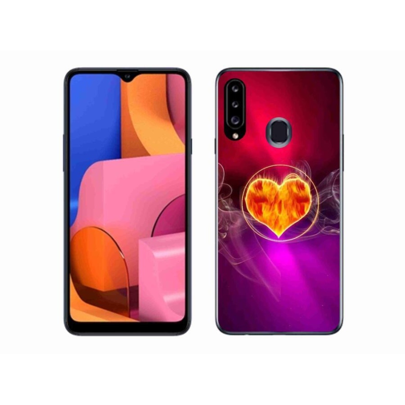 Gél borítás mmCase Samsung Galaxy A20s készülékhez - tűz szív