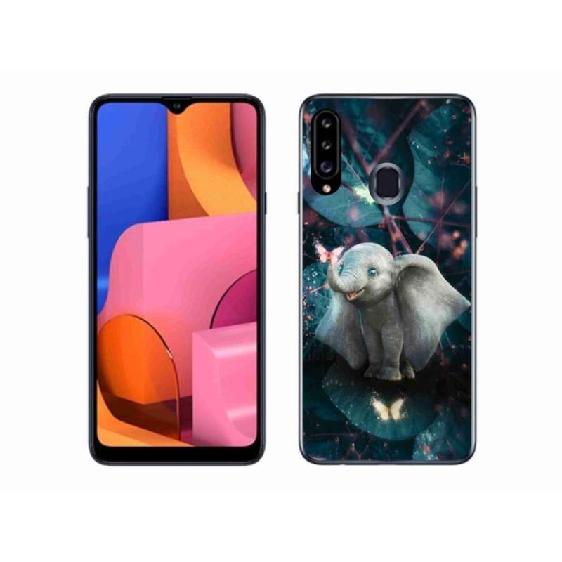 Gél borítás mmCase Samsung Galaxy A20s készülékhez - aranyos elefánt